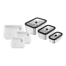 Meal Prep-Set mit FlexBags, 9-tlg. /S/M/L, Silber / Transparent, Edelstahl / Kunststoff