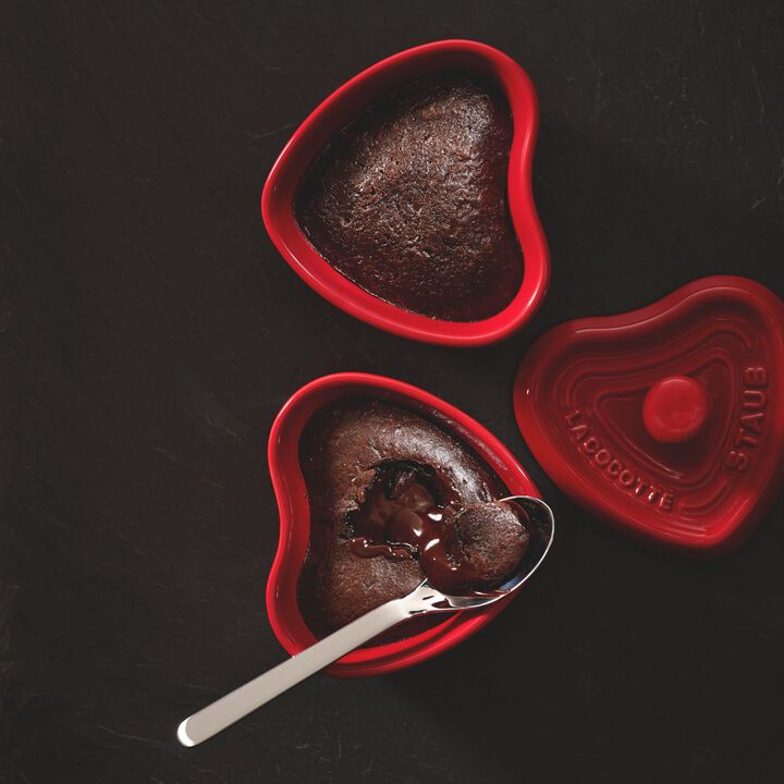 Ceramic, 3-pc, Mini Heart Dutch Oven Set, cherry, large 4