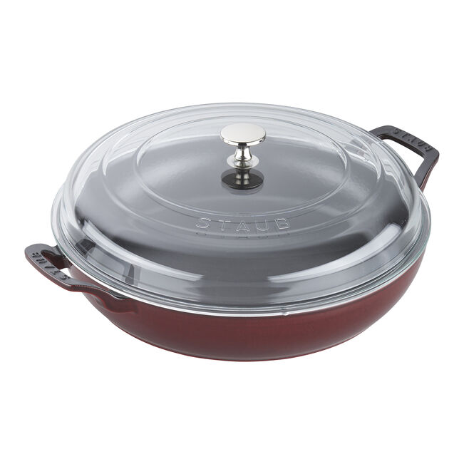 3.5 qt, Cast Iron Braiser With Glass Lid, Grenadine