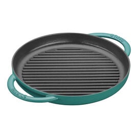 Staub Cast Iron - Grill Pans, 10-inch, Round Double Handle Pure Grill, turquoise