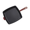 Grill Pans, 30 cm cast iron square American grill, grenadine-red, small 2