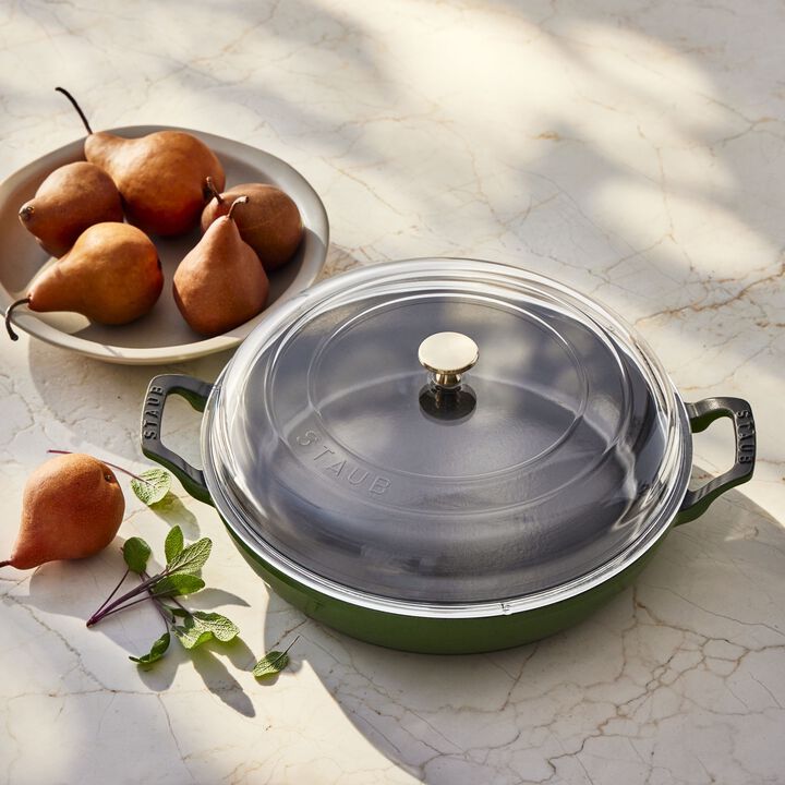 Cast Iron, 3.5 qt, Braiser With Glass Lid, Pistachio, large 4