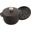 12 cm round Cast iron Rice Cocotte black,,large