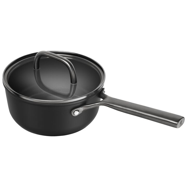 Milano, Stieltopf mit Glasdeckel 18 cm, Aluminium, Schwarz, large 1