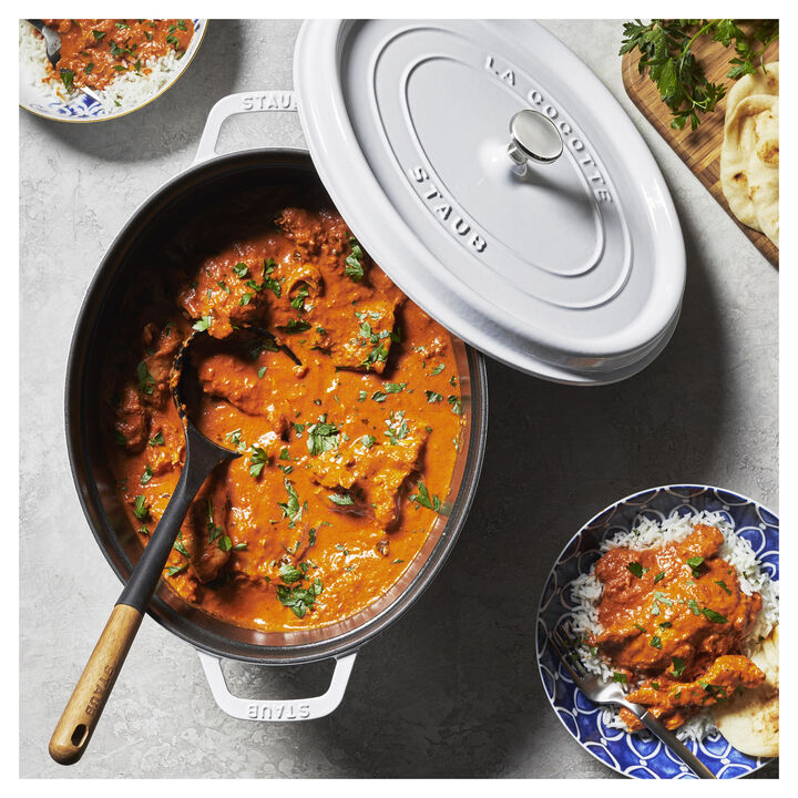 Cast Iron, 5.75 qt, Oval, Dutch Oven, Pure-white, large 2