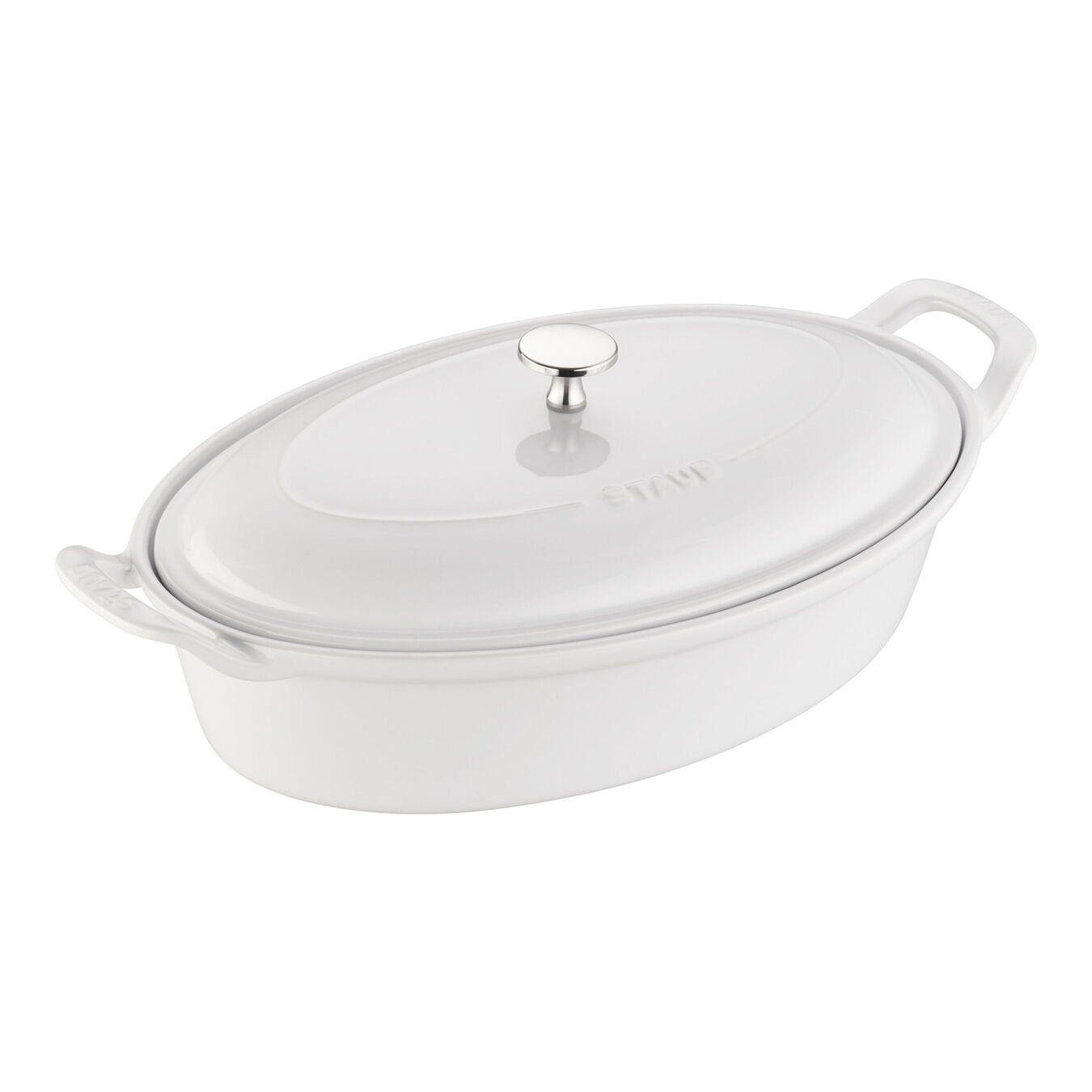 Staub Ceramics 14inch Oval Covered Baking Dish White Official