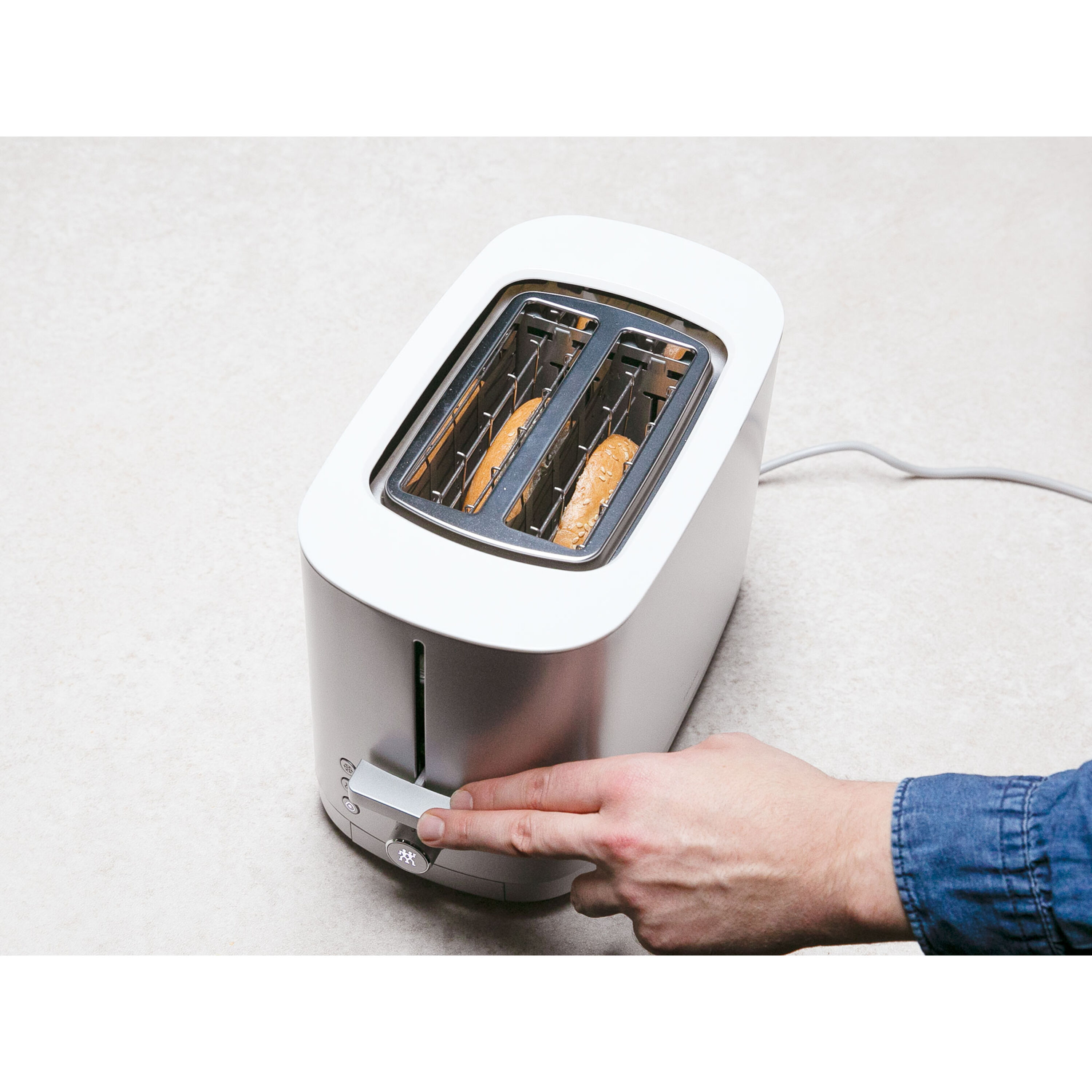 ZWILLING Enfinigy Toaster mit Brötchenaufsatz, 2 Schlitze kurz, Silber Image
