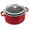 Cast Iron, 4 qt, Round, Glass Lid Cocotte, Cherry, small 1