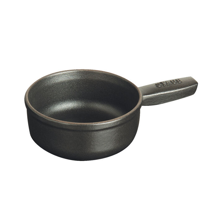Cast Iron, 0.375 qt, Mini Cheese Fondue Pot, black matte, large 3