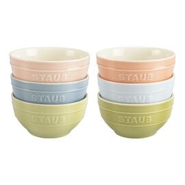 Staub Ceramique, 6 Piece ceramic bowl set in macaron colours, mixed Colours