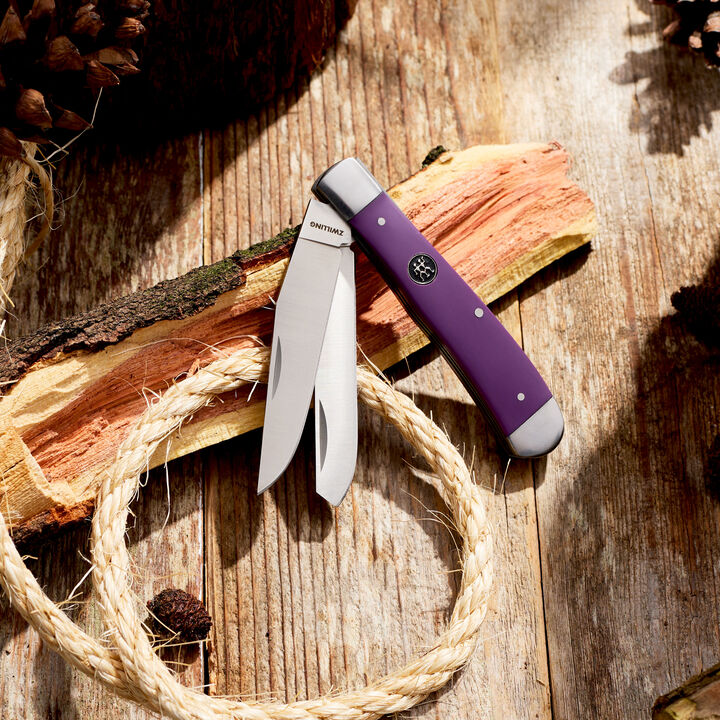 Outdoor, 3.5-inch, Trapper Folding Pocket Knife, Purple, large 2