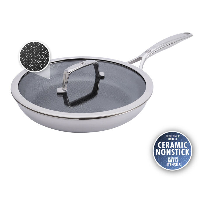 Peak, 10-inch, Ceramic Hybrid Nonstick Frying Pan With Lid, large 1