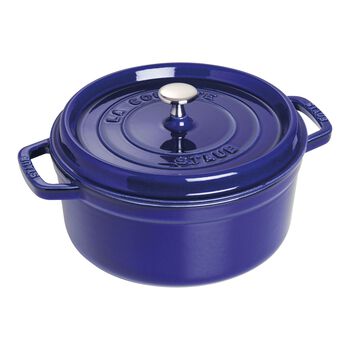 22 cm round Cast iron Cocotte dark-blue,,large 1