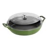 3.25 l cast iron round Saute pan with glass lid, lime-green - Visual Imperfections,,large