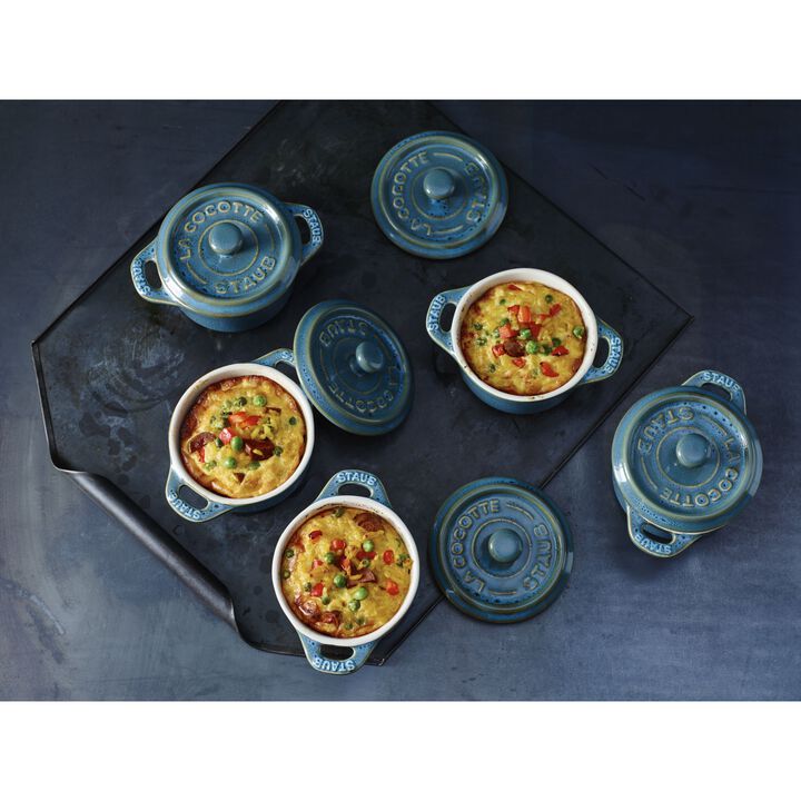 Ceramique, Minigryta 10 cm, Rund, Antik turkos, Ceramic, large 2