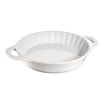 24 cm ceramic round Pie dish, pure-white,,large 1