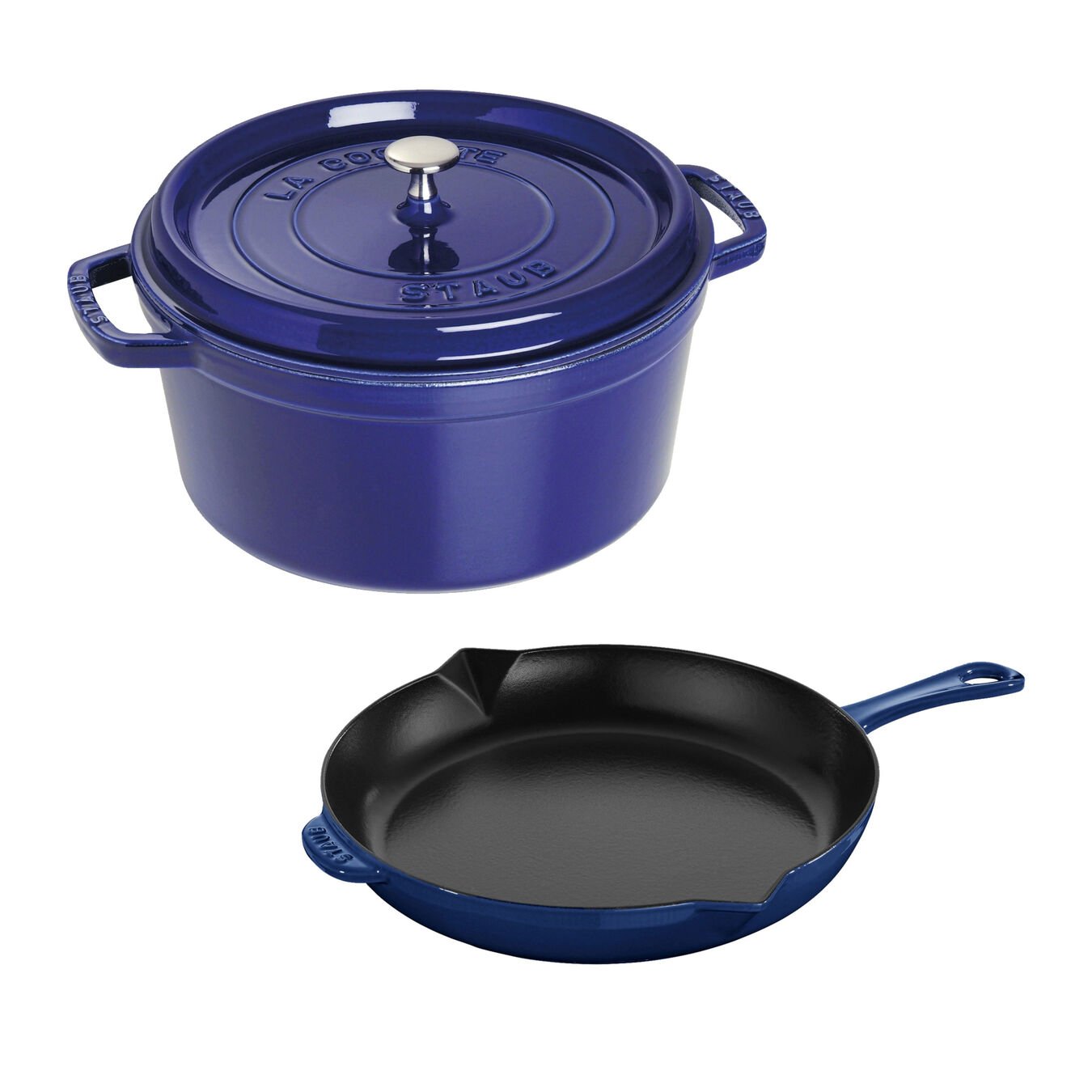3-pc, Cocotte and Fry Pan Set, dark blue,,large 1