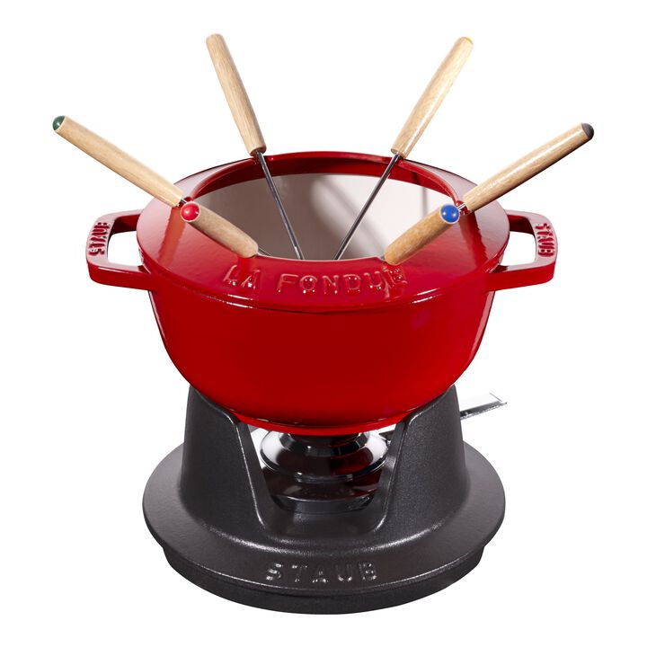 Cast Iron, 7-inch, Fondue Set, cherry - Factory Second, large 1