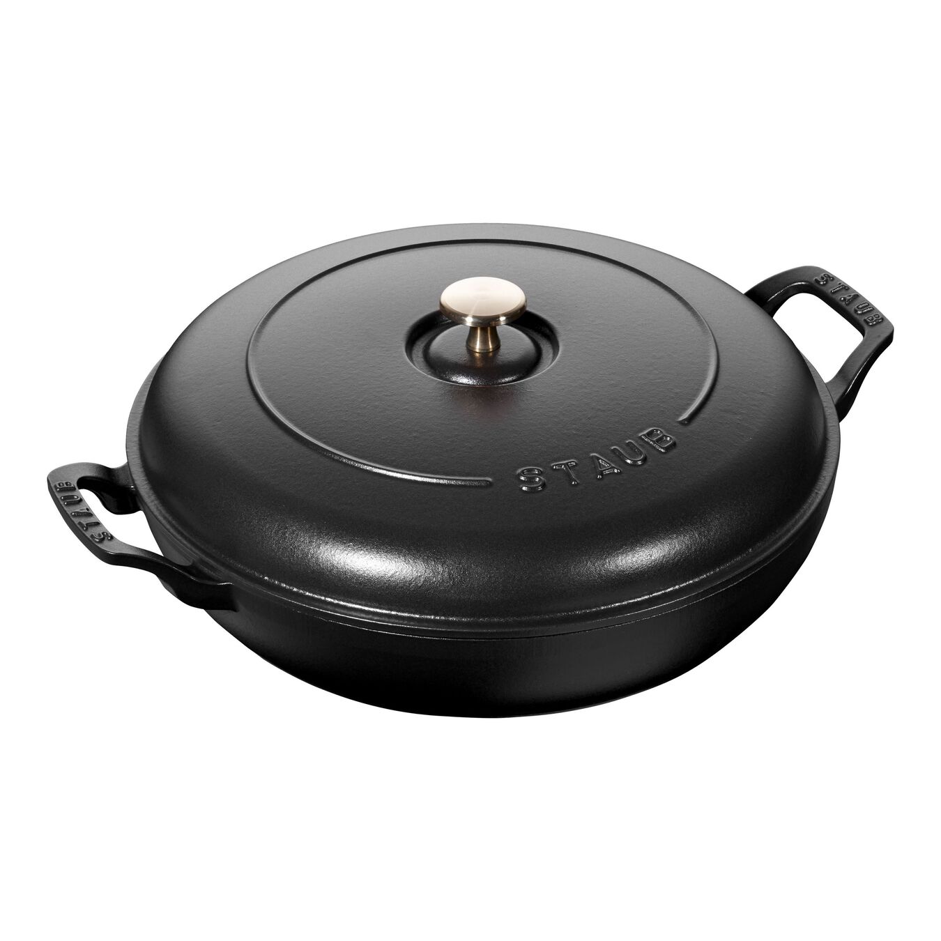 3.25 l cast iron round Saute pan, black,,large 1