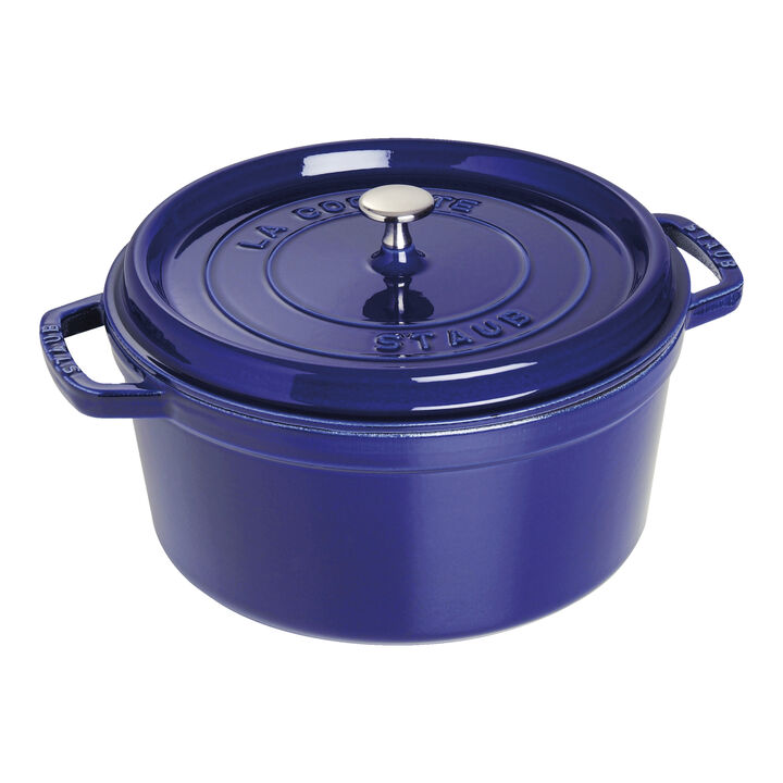 Cast Iron, 7 qt, Round, Dutch Oven, Dark Blue, large 1