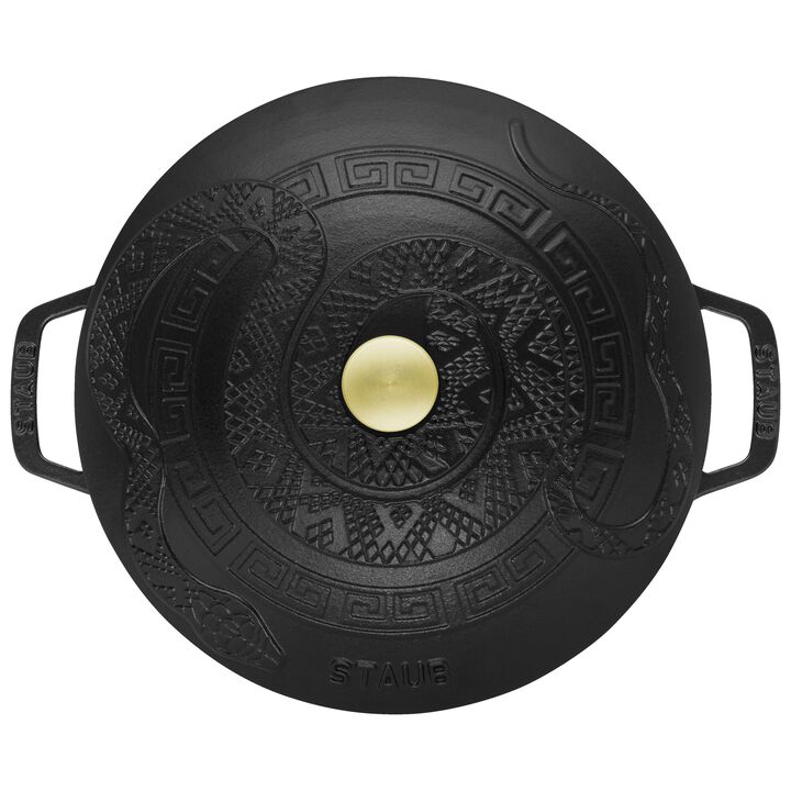 Cast Iron, 5.25 qt, Essential French Oven with Snake Lid, black matte, large 4