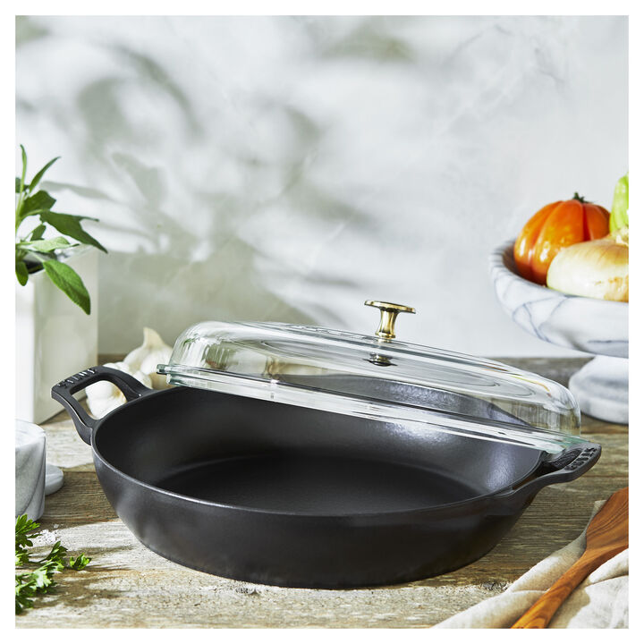Cast Iron, 3.5 qt, Braiser With Glass Lid, Matte Black, large 3
