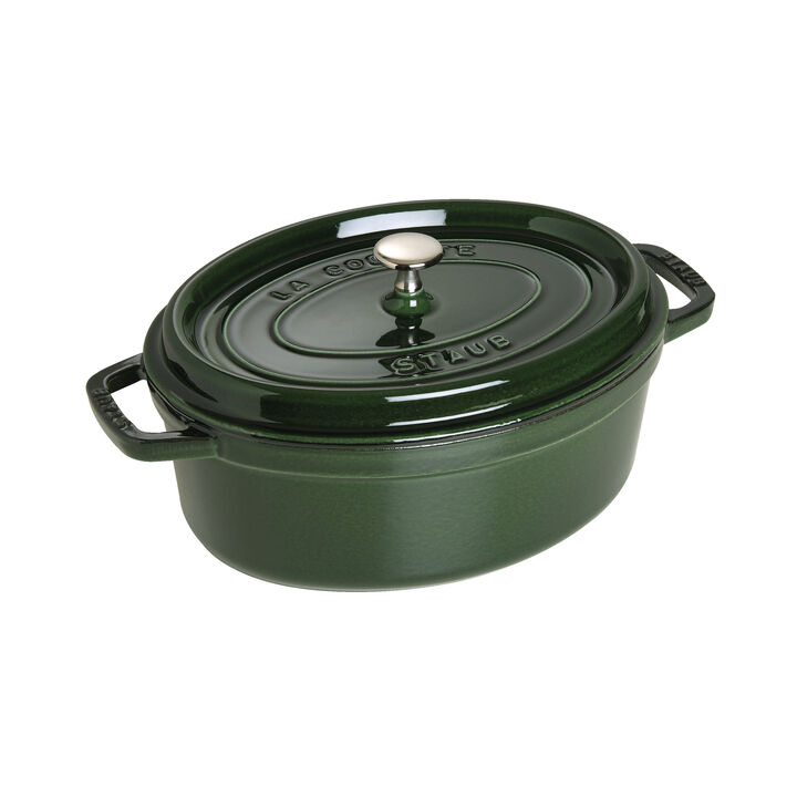 Cast Iron, 5.75 qt, Oval, Dutch Oven, Basil, large 4