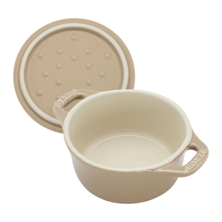 Stoneware, 3-pc, Mini Round Dutch Oven Set, sesame, large 3