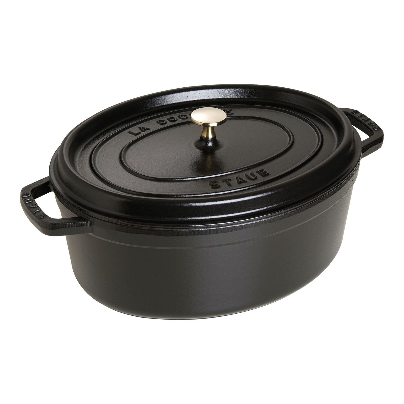 6.75 l cast iron oval Cocotte, black - Visual Imperfections,,large 1