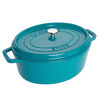 Cast Iron, 5.75 qt, Oval, Cocotte, Turquoise, small 2