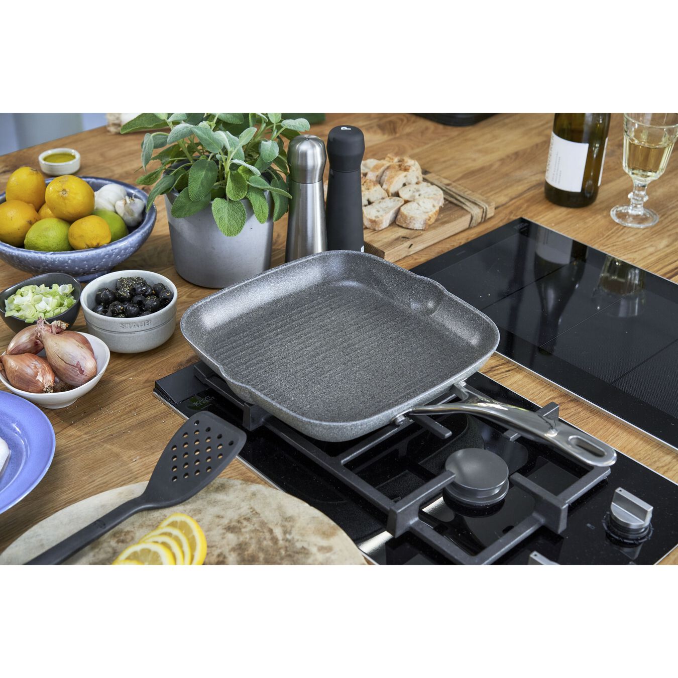 Grillpfanne 28 cm, Aluminium, Steinoptik grau,,large 2