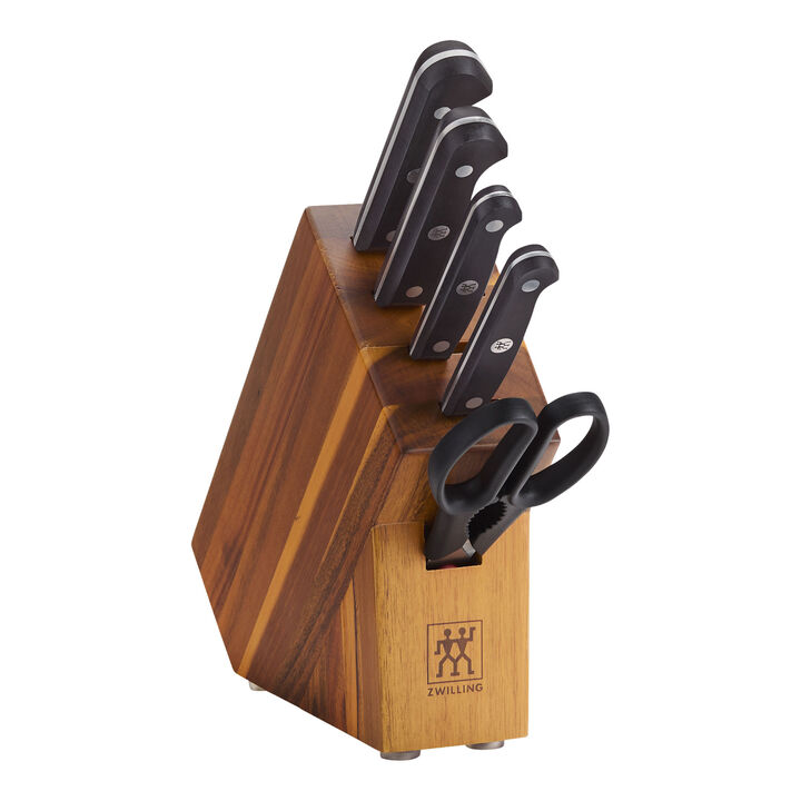 Gourmet, 6-pc, Knife block set, acacia, large 1