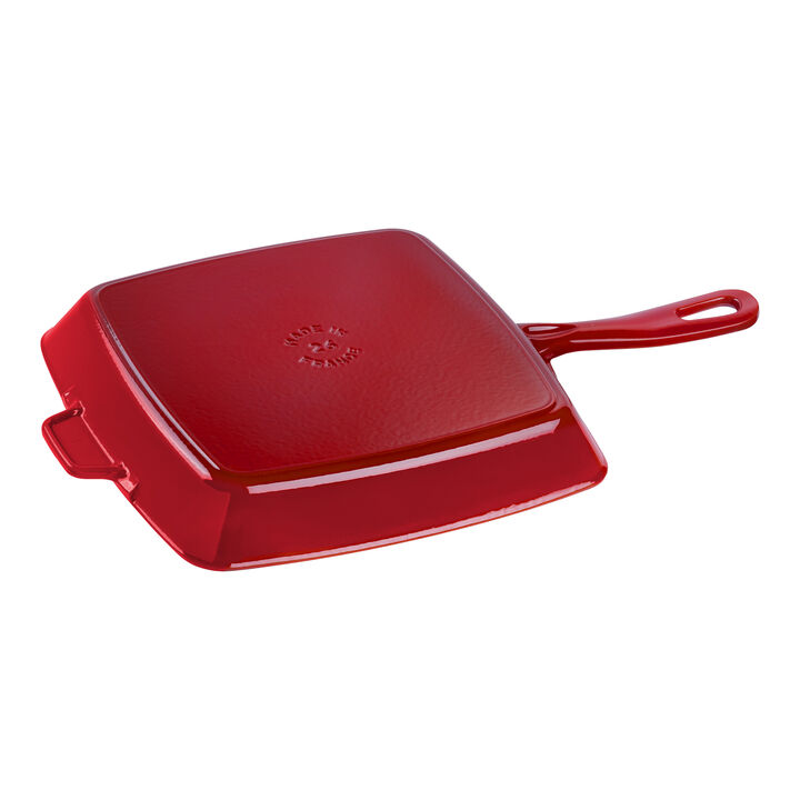 Cast Iron, 10-inch, Cast Iron, Square, Grill Pan, Cherry, large 2