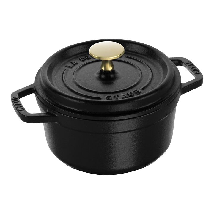 Cast Iron, 1.25 qt, Round, Dutch Oven, Black Matte, large 1