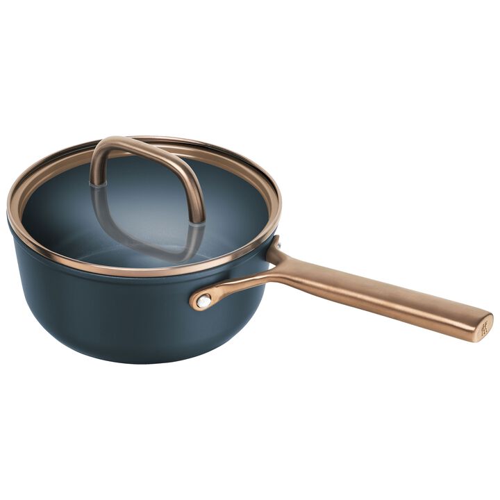 Milano, Stieltopf mit Glasdeckel 18 cm, Aluminium, Blau, large 1