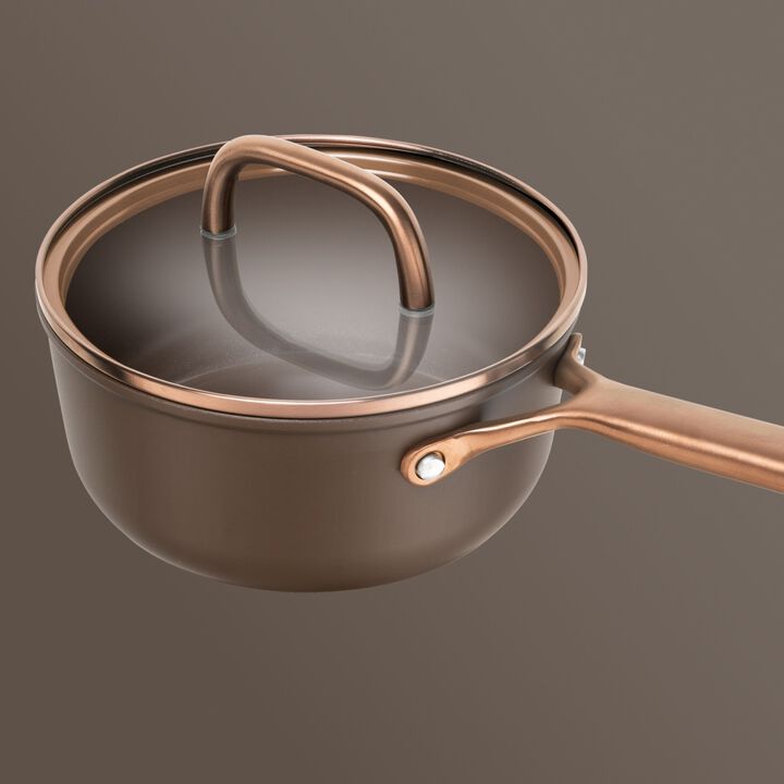 Milano, Cazo con tapa de cristal 18 cm, Aluminio, Marrón, large 3