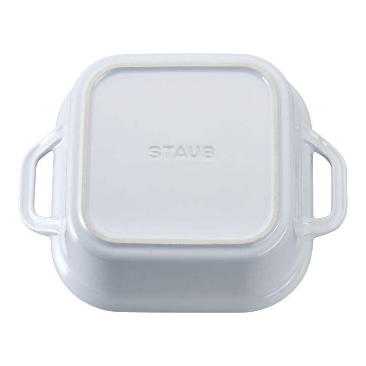 Stoneware, 9-inch, Square, Covered Baking Dish, White, large 2
