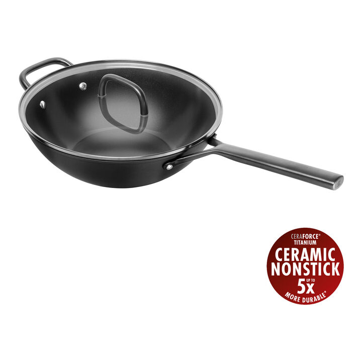 Milano, 30 cm Aluminium Wok with glass lid, large 1
