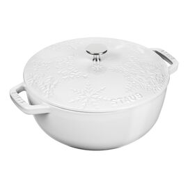 24 cm round Cast iron French oven winter pure-white