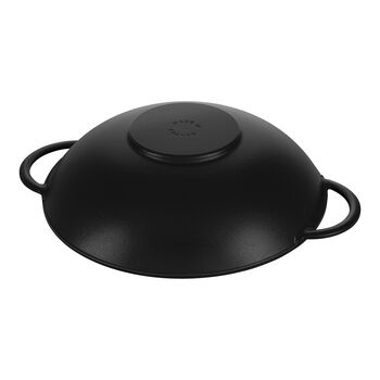 Wok Tava Cam Kapaklı | d&ouml;k&uuml;m demir | Siyah | 37 cm,,large 2