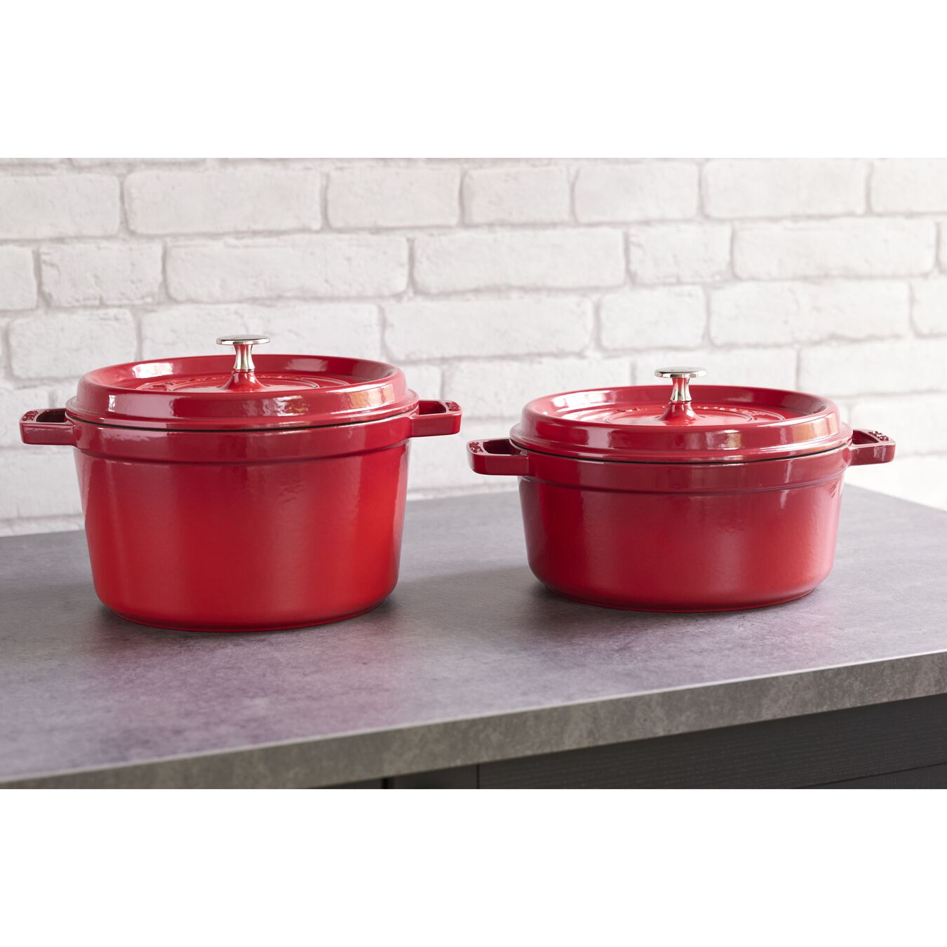 4.75 l cast iron round Tall cocotte, cherry - Visual Imperfections,,large 11