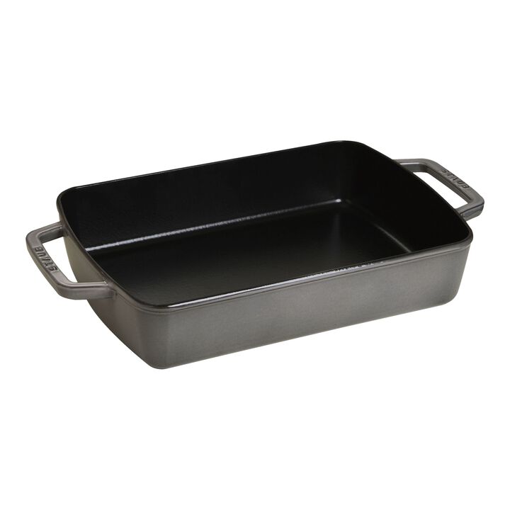 Cast Iron, 12-x 8-inch, Rectangular, Roasting Pan, Graphite Grey, large 1