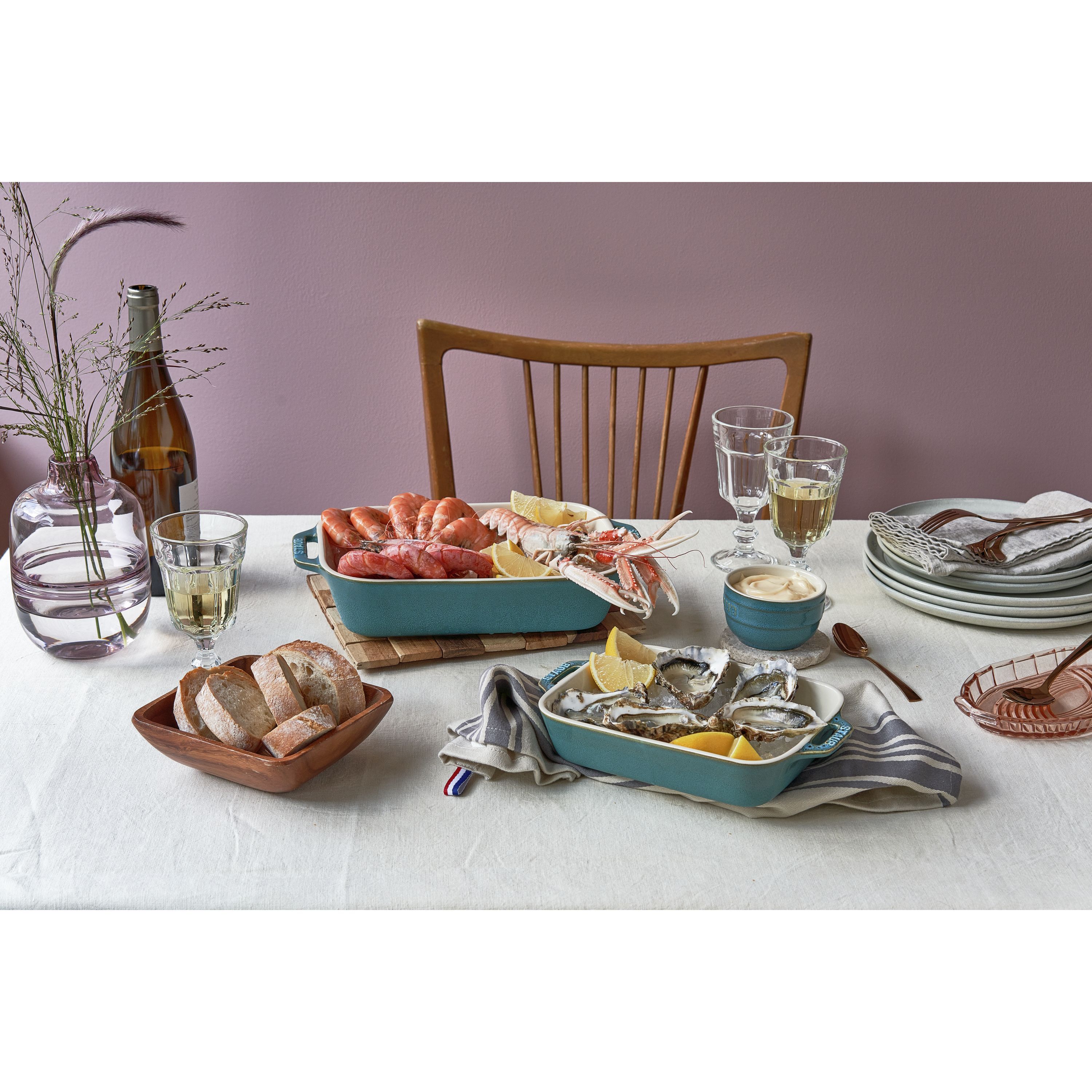 10.5-x 7.5-inch, rectangular, Baking Dish, rustic turquoise