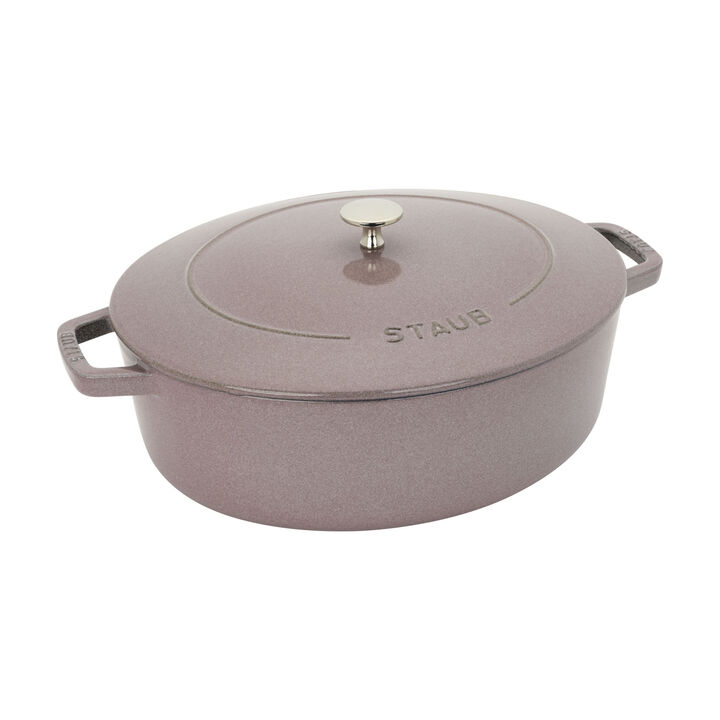 Cast Iron, 6.25 qt, Wide Oval Dutch Oven, Lilac, large 1