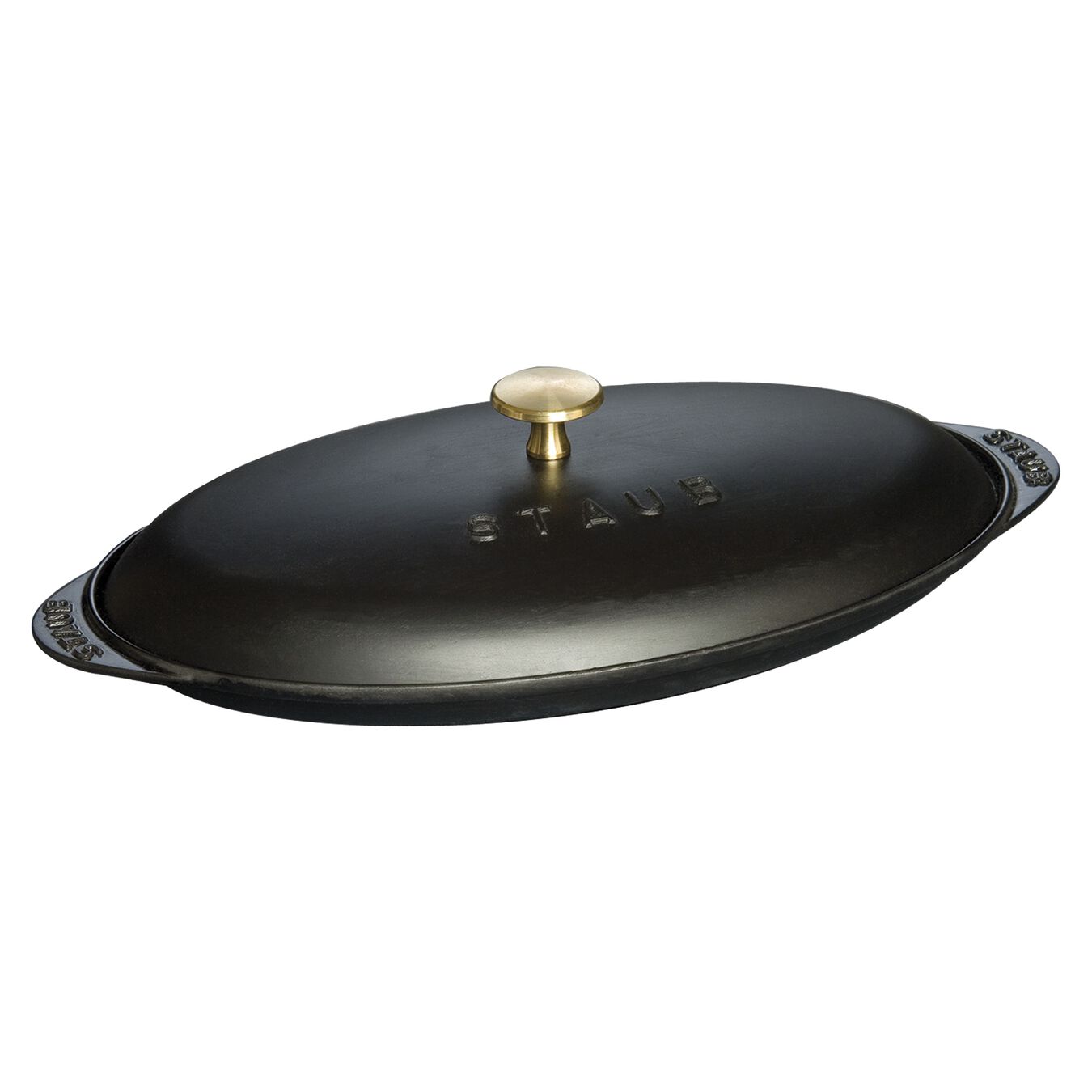 31 cm oval Cast iron Oven dish with lid black,,large 6
