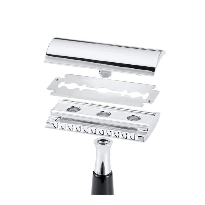 CLASSIC, Men's Facial Safety Razor, Brass | silver-black, large 4