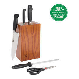 7-pc, Knife block set, brown