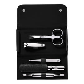 5-pc, Leather Snap Fastener Case, Black Matte
