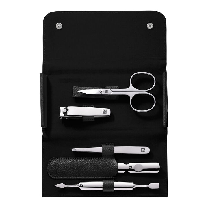 CLASSIC, 5-pc, Leather Snap Fastener Case, Black Matte, large 1