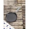 28 cm round Cast iron Grill pan with pouring spout black,,large